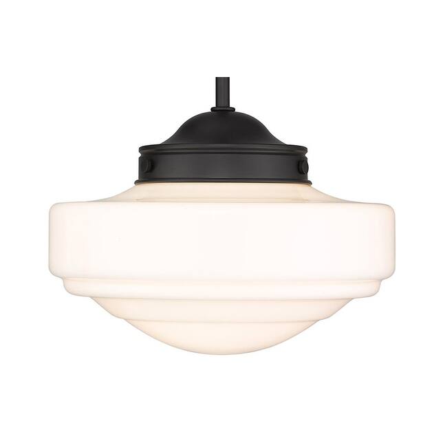 Golden Lighting Ingalls 12" Wide Pendant - Matte Black / Vintage Milk Glass
