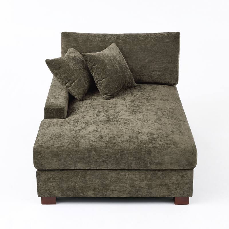 40.8"W Modern Chenille Upholstered Chaise Lounge with Pillow