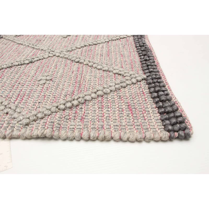 ECARPETGALLERY Braid weave Sienna Grey Wool Rug - 6'1 x 9'1