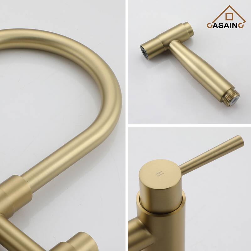 Double Handle Bridge Kitchen Faucet with Side Sprayer