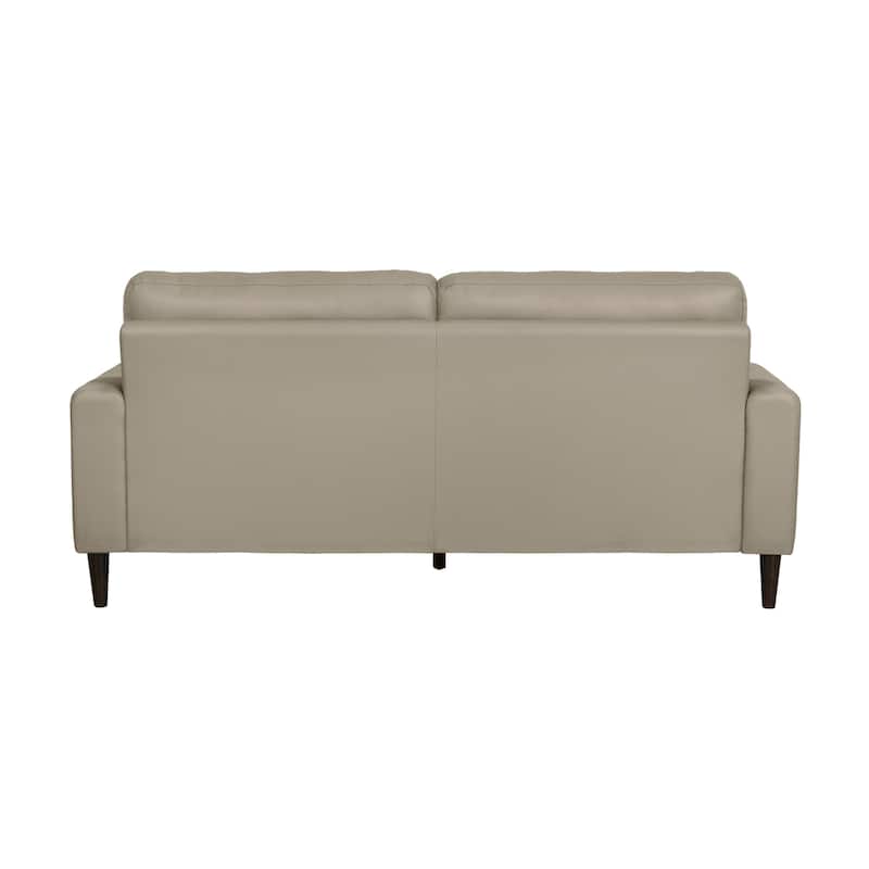 Willow 76 Inch Sofa, Plush Beige Top Grain and Faux Leather, Solid Wood