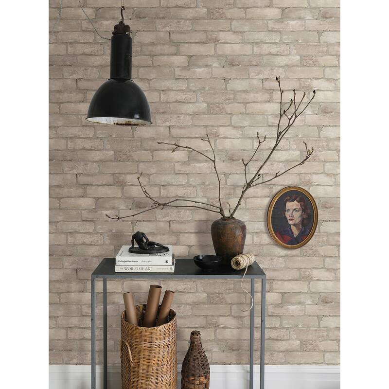 Zio and Sons Limewashed Bone Weathered Brick Wallpaper