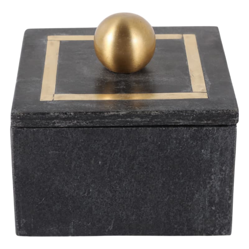Marble Rectangular Box with Removable Lid - Home Decor
