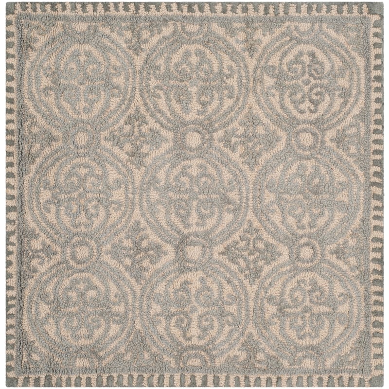 SAFAVIEH Handmade Cambridge Phera Modern Moroccan Wool Rug - 10' Square - Dusty Blue/Cement