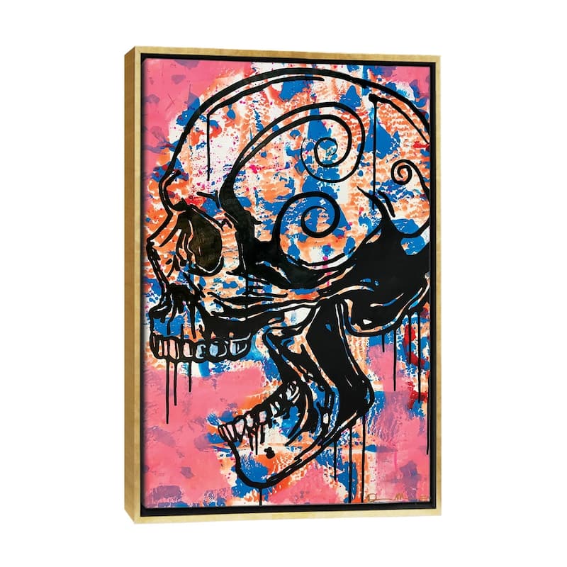 iCanvas "Screaming Skull I" by Dean Russo Framed Canvas Print - Gold - 26x18