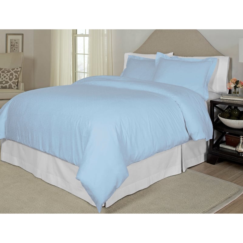 Pointehaven Tone-on-tone Printed 3-piece Duvet Set - Full - Queen/Full/Queen - Blue