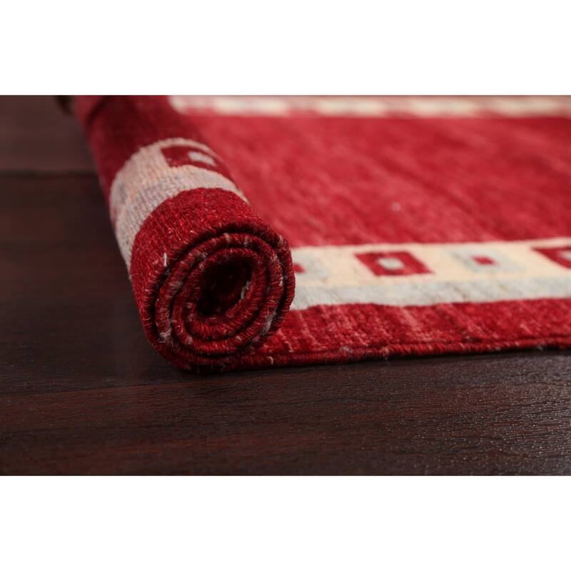 Gabbeh Kashkoli Wool Oriental Area Rug Hand-knotted Geometric Carpet - 3'2" x 5'1"