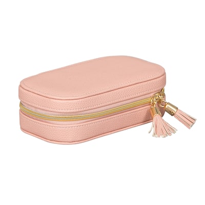 Mele & Co. Lucy Travel Jewelry Case in Textured Pink Faux Leather