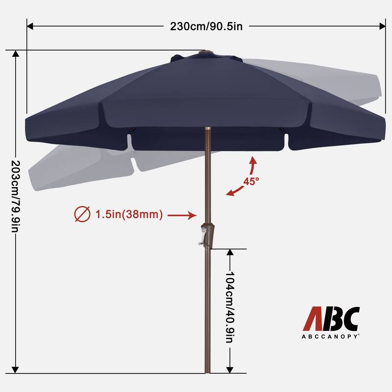 ABCCANOPY 7.5FT Outdoor Patio Table Market Umbrella for Garden