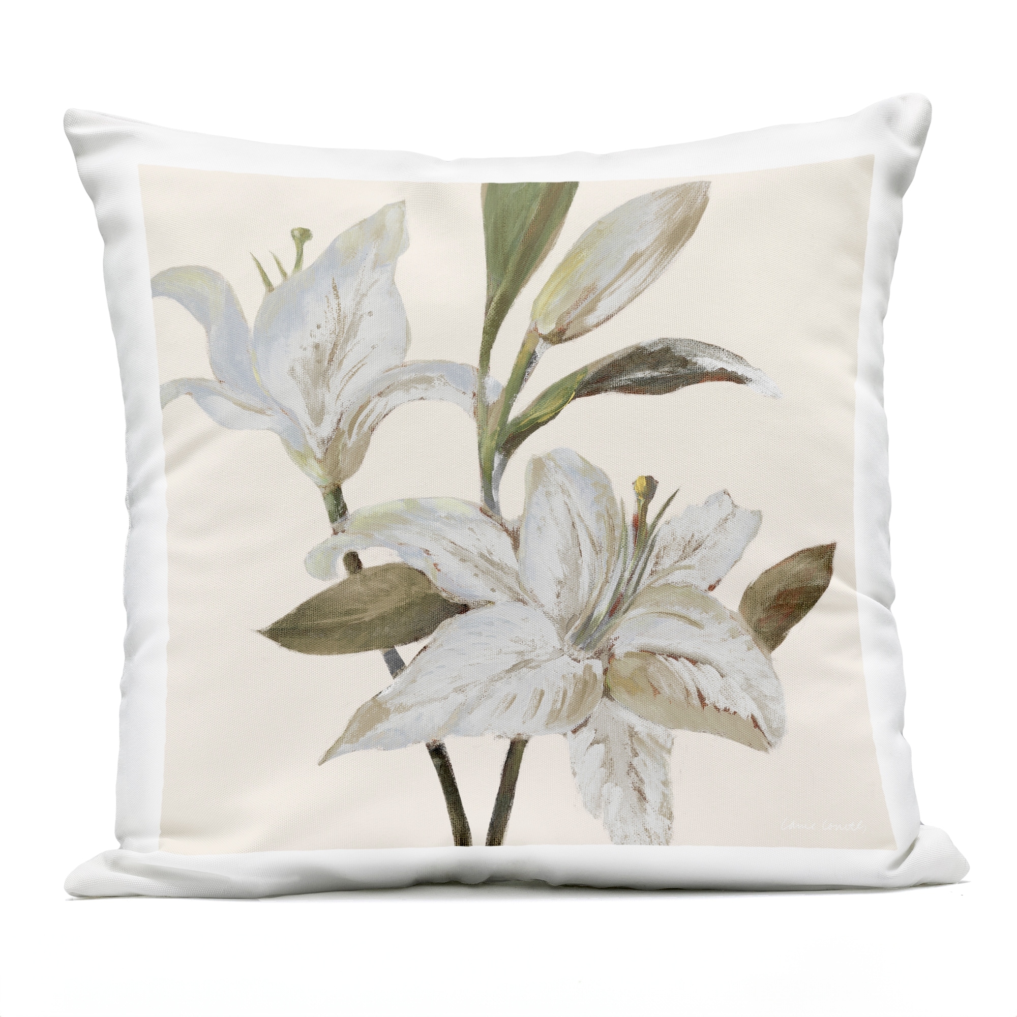 Stupell Neutral Lilies at Dawn Printed Outdoor Throw Pillow Design by Lanie Loreth