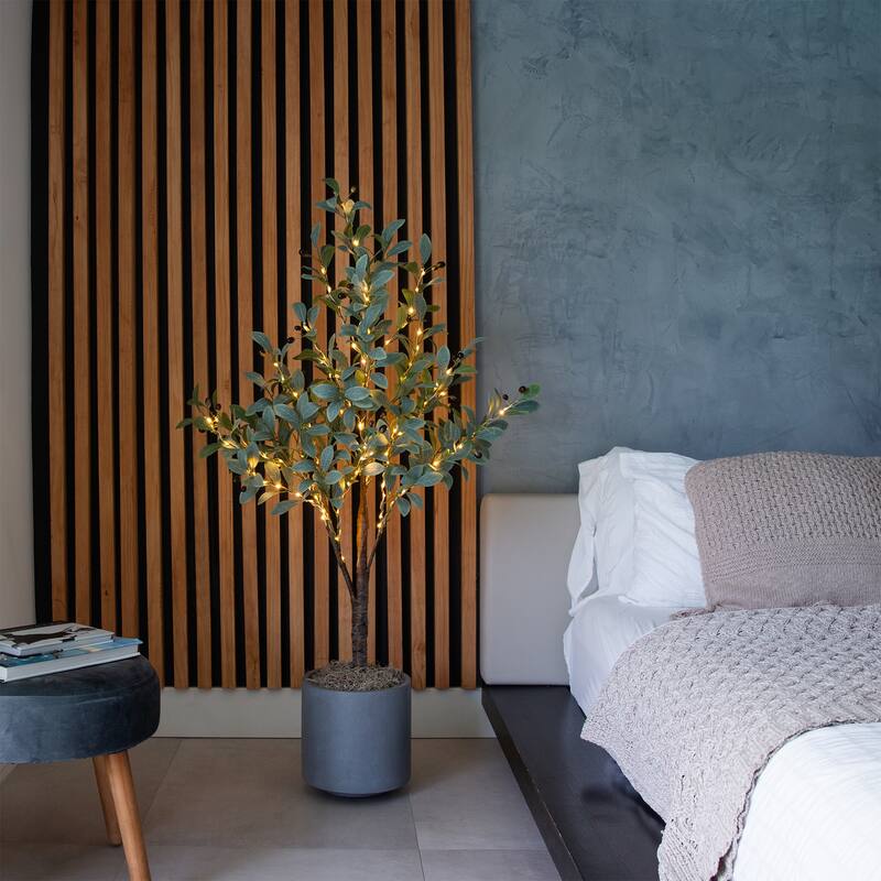 Pre-Lit Black Olive Artificial Tree - 4' - Warm White LED Lights