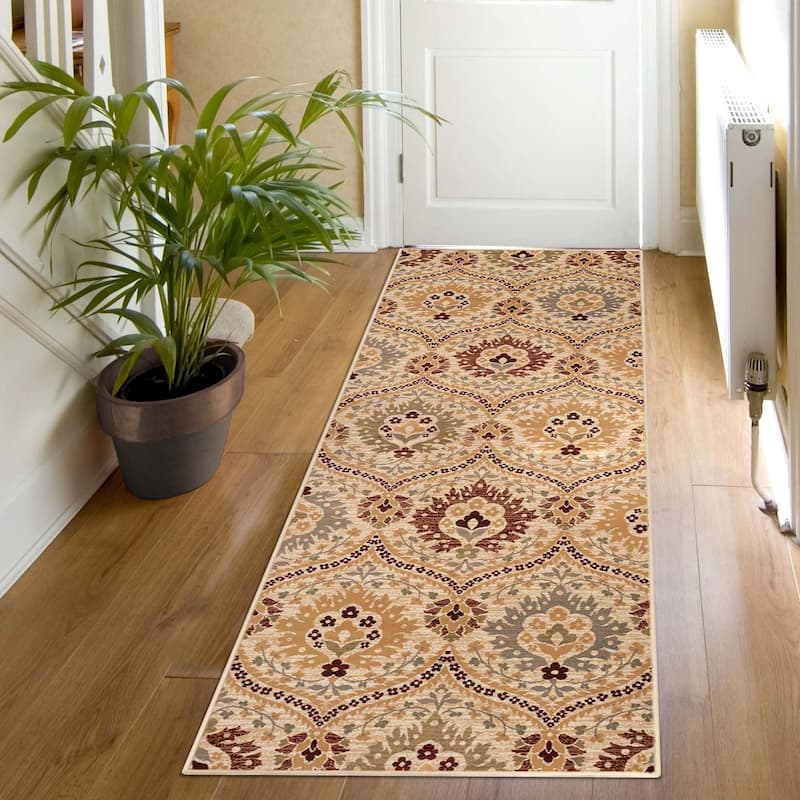 Superior Augusta Vintage Floral Damask Indoor Runner or Area Rug