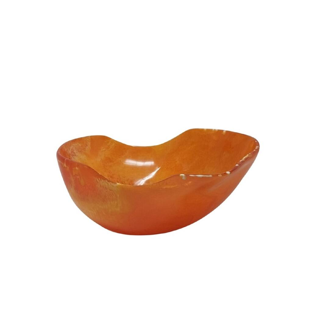 Small Large Fruit Bowl Orange Resin Dia 13.3" - Orange