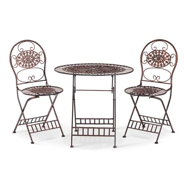 Alpine Corporation Indoor/Outdoor 3Piece Oval Bistro Set Folding Table