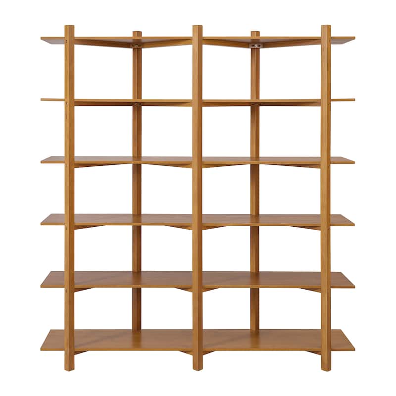 Christopher Knight Home - Farmhouse Pine Wood 6-Tier Open Shelf Bookcase with Acacia Veneer