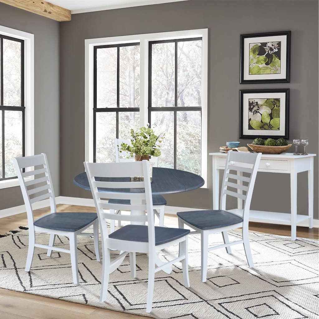 42 in. Drop Leaf Dining Table with 4 Ladderback Chairs - 5 Piece Set