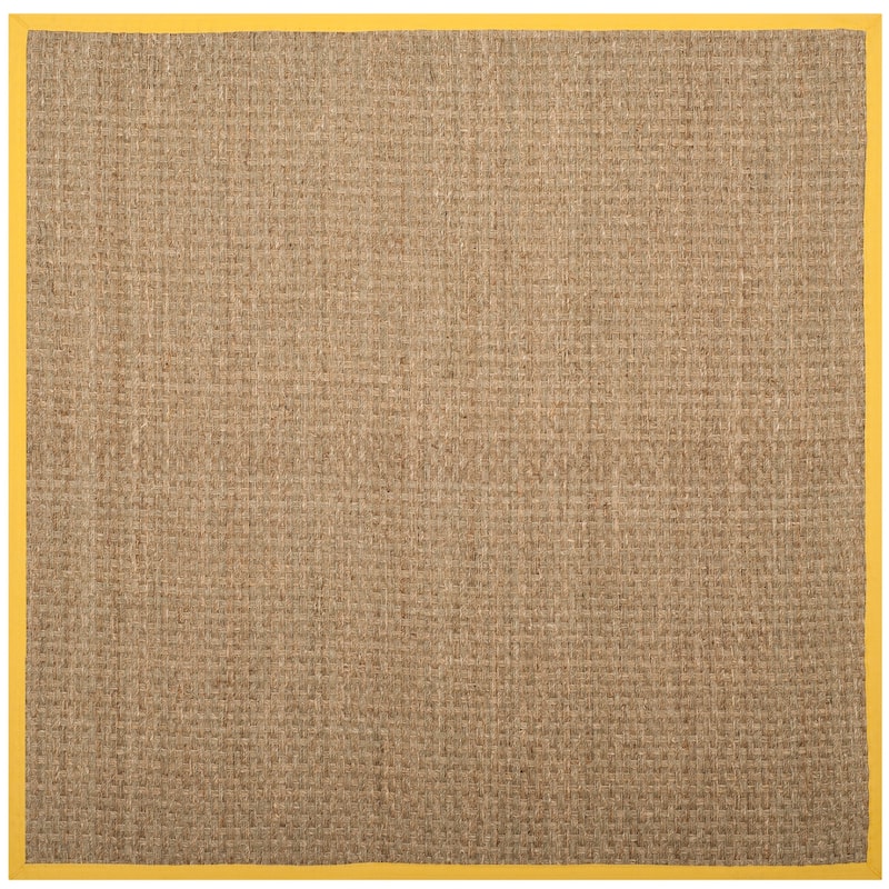 SAFAVIEH Natural Fiber Marina Basketweave Seagrass Rug - 6' Square - Natural/Gold - Square