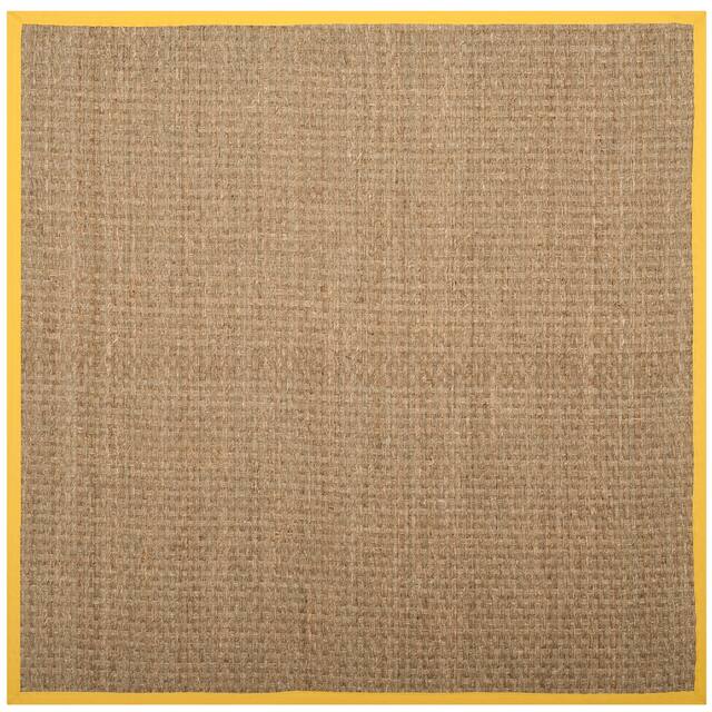 SAFAVIEH Natural Fiber Marina Basketweave Seagrass Rug - 6' x 6' Square - Natural/Gold