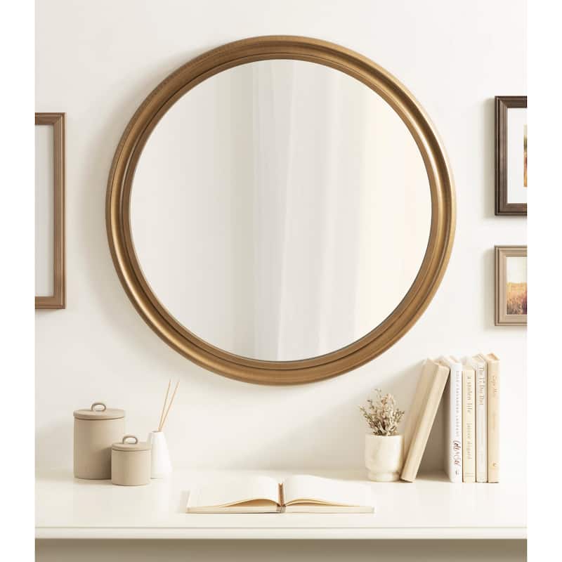 Kate and Laurel Mansell Wood Framed Wall Mirror - 28" Diameter