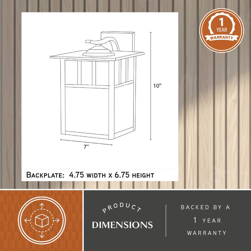 Mission 1 Light Bronze Rectangle Outdoor Wall Lantern Honey Glass - 7.25-in W x 10.25-in H x 9-in D