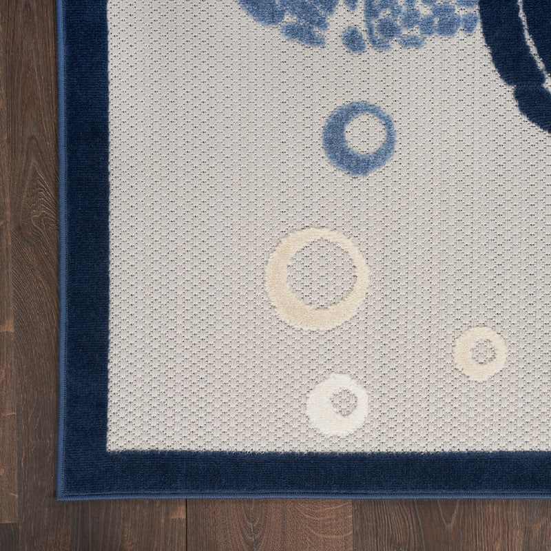 Nourison Aloha Indoor Outdoor Coastal Sea Turtles & Beach Area Rug