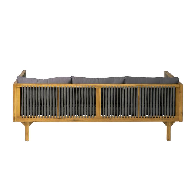 Christopher Knight Home - Acacia Wood Outdoor Patio Sofa with Rope Design