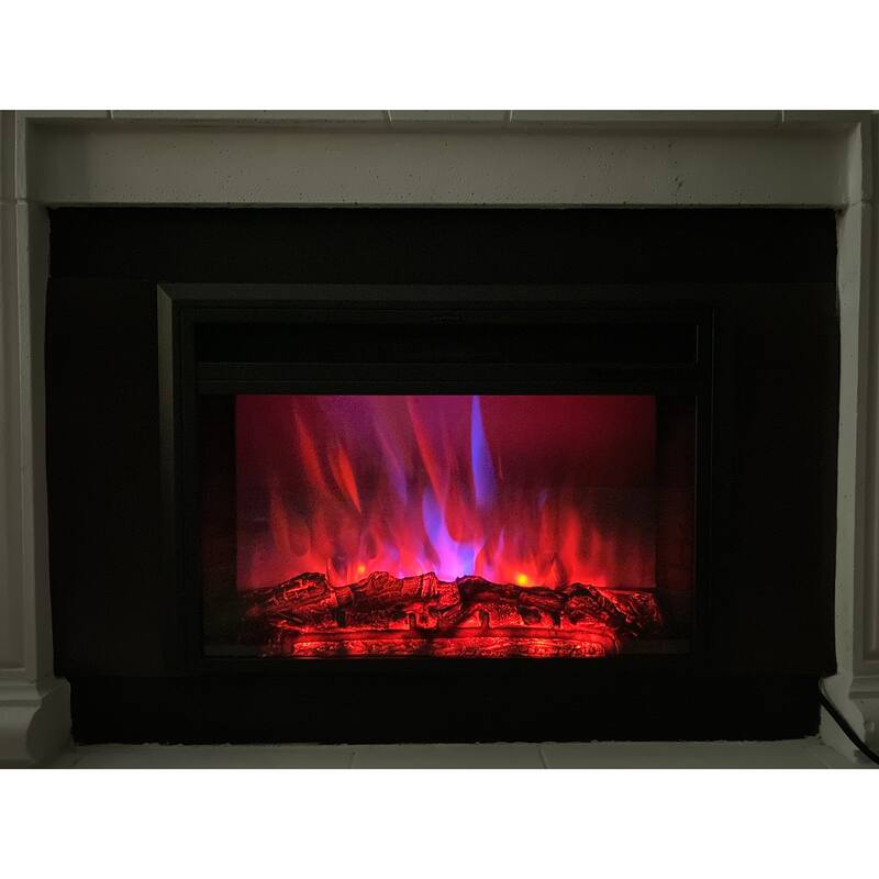 XBrand Insert Fireplace Heater w/Remote Control and LED Flame Effect, 28 Inch Long, Black