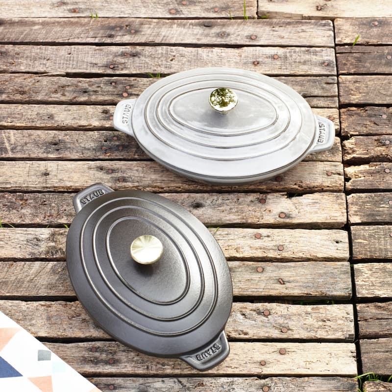 STAUB Cast Iron 9-inch x 6.6-inch Oval Covered Baking Dish - 9" x 6.6"