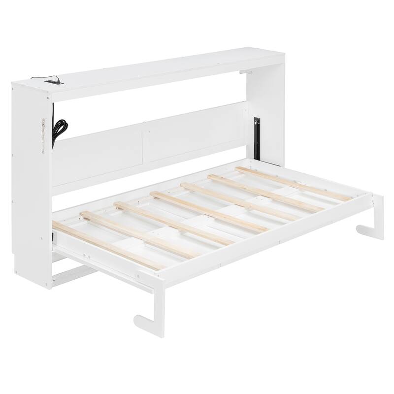 Side-Folding Printed Murphy Bed with LED and USB