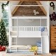 preview thumbnail 2 of 6, House-Shaped Bunk Bed with Built-in Slide and High Guardrails,Twin Over Twin,White