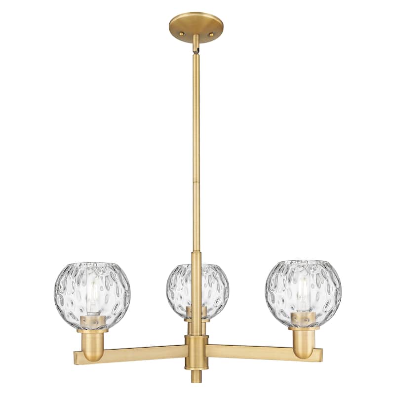 Innovations Lighting Endless Possibilities Arcadia - Athens Water Glass - 3 Light 28" Stem Hung Chandelier - Brushed Brass