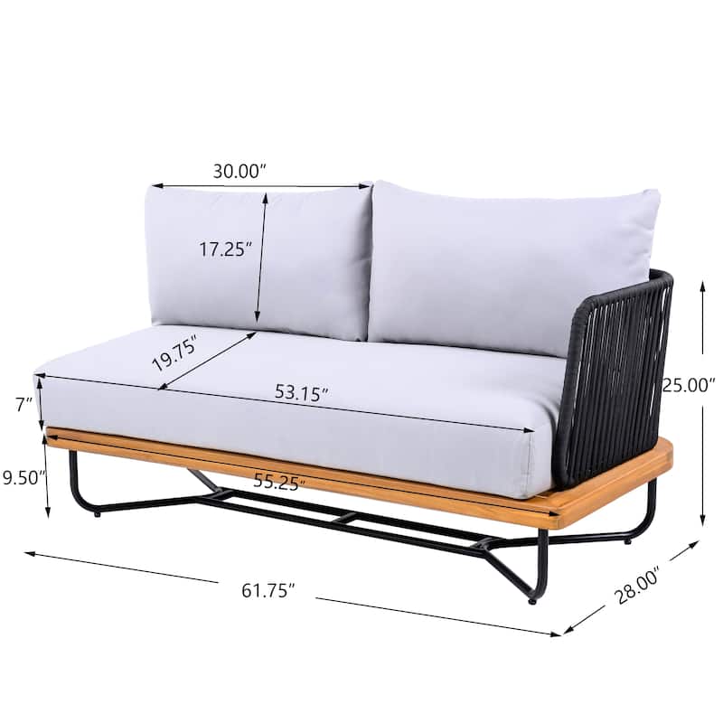 Christopher Knight Home - Evelyn Patio Outdoor Acacia Wood Rope Sofa Set