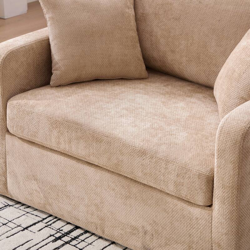 45.3"W Modern Chenille Leisure Chair, Reading ArmChair with 3 Pillows
