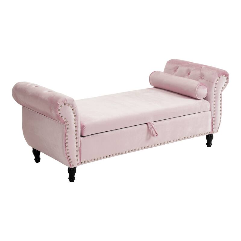 Xanthia Traditional Velvet Multifuntional Storage Ottoman Bench with Pillow by Christopher Knight Home