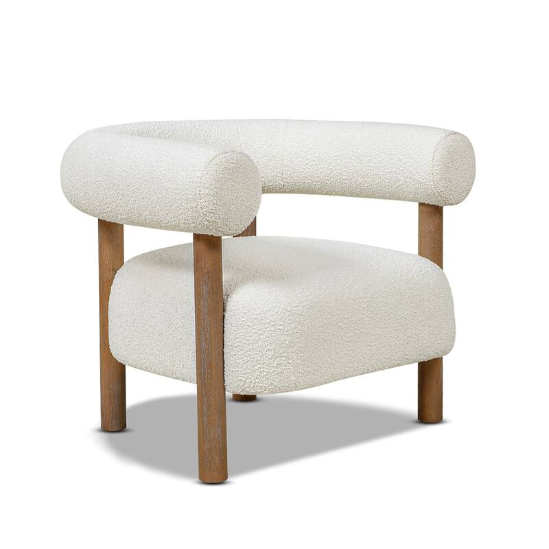 Fuji 37" Mid Century Modern Barrel Boucle Sherpa Accent Arm Chair