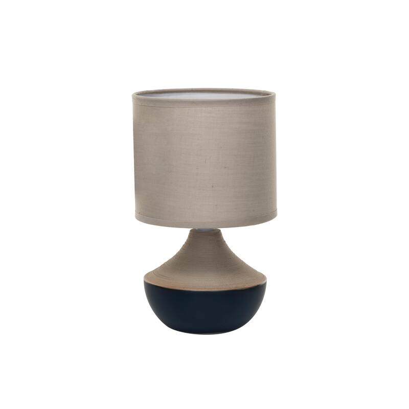 Stoneware Portable Table Lamp with Linen Shade - 5.9"L x 5.9"W x 9.3"H - 5.9"L x 5.9"W x 9.3"H - Black