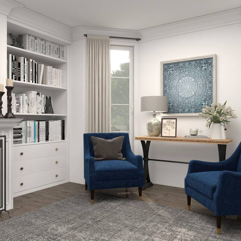 Blue Metal Scroll Home Wall Decor with Embossed Details