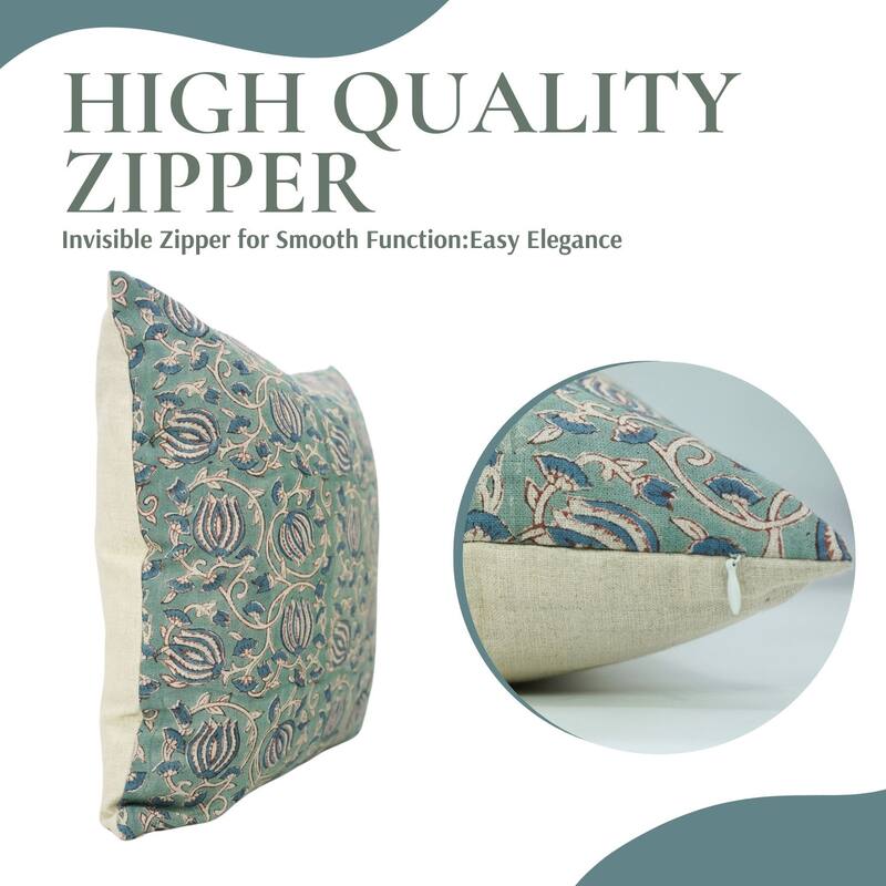 Fabdivine Bed Room Decorative Hand Block Floral Print Cushion Cover