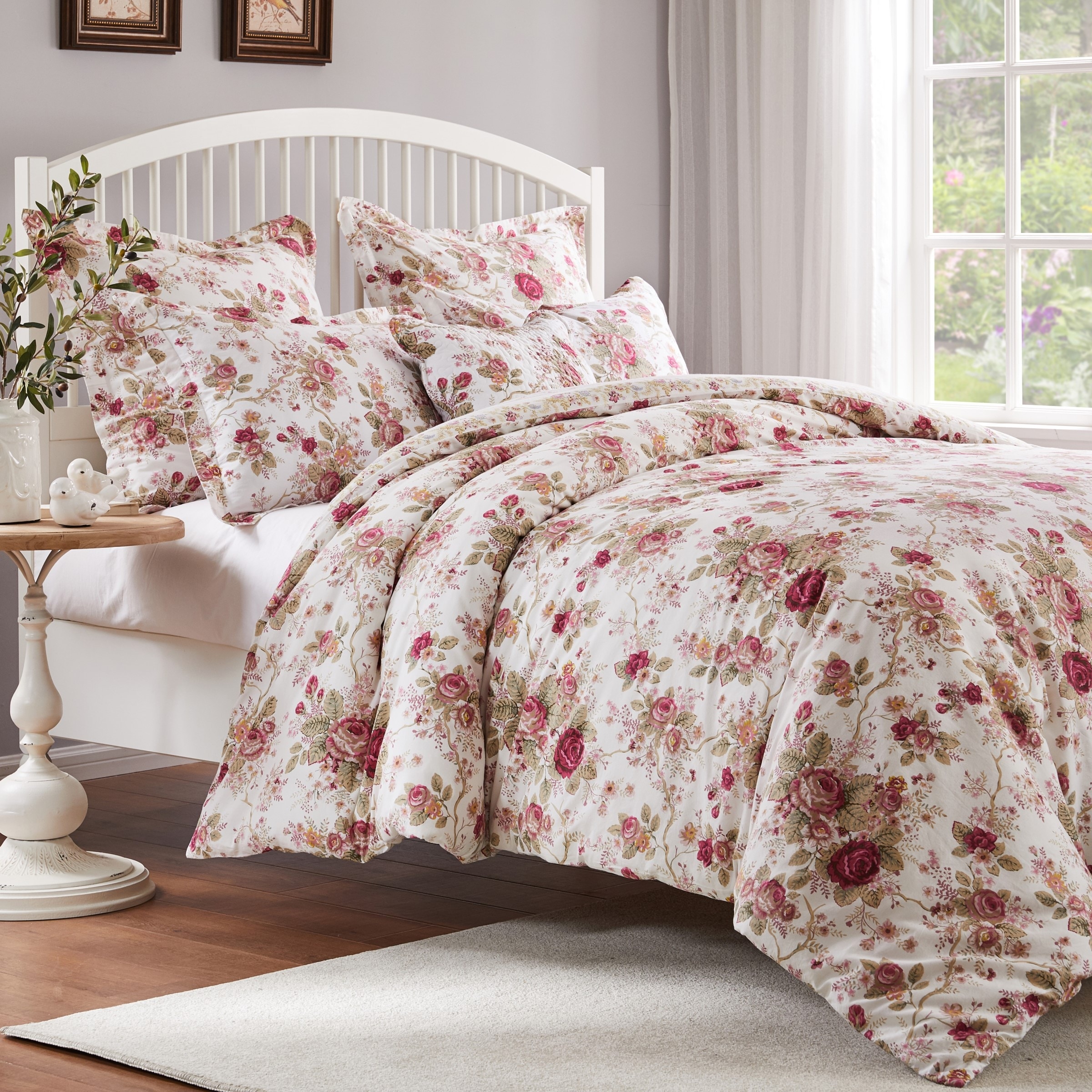 Greenland Home Antique Rose 100 Percent Cotton Reversible Floral and