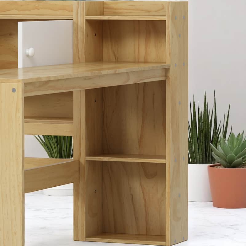 Space-Saving L-Shaped Daybed with Seven Storage Cabinets, Two Drawers, and Adjustable Study Desk