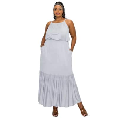 L I V D Women's Plus Size Ameli Pocket Cami Maxi Dress