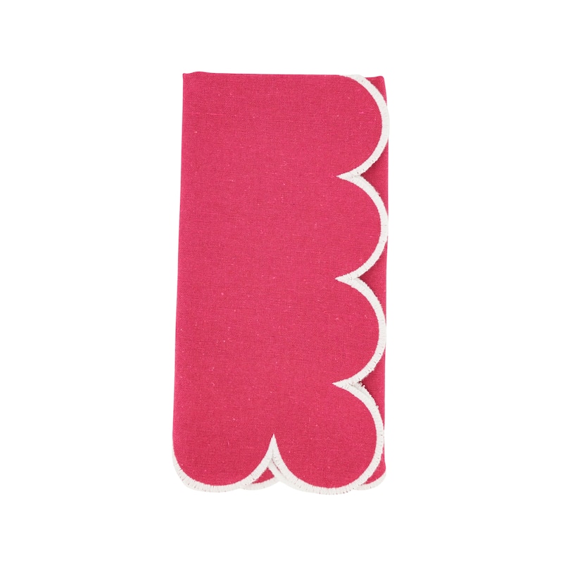 Scalloped Hem Napkin (Set of 4) - Set of 4 - Fuchsia