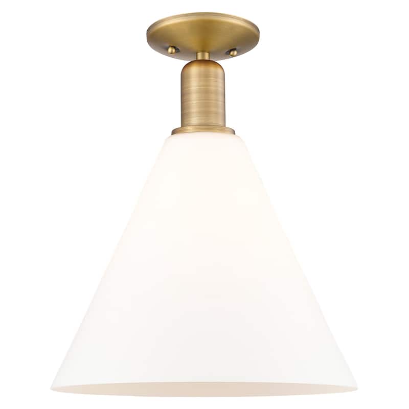 Innovations Lighting 716-1C-15-12 Berkshire Glass Semi-Flush Berkshire - Brushed Brass / Matte White