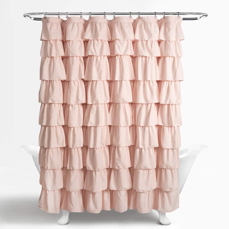 Lush Decor Ruffled Solid Color Shower Curtain