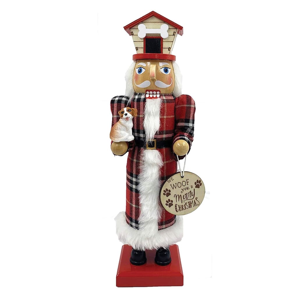14" Dog Lover "We Woof You a Merry Christmas" Nutcracker