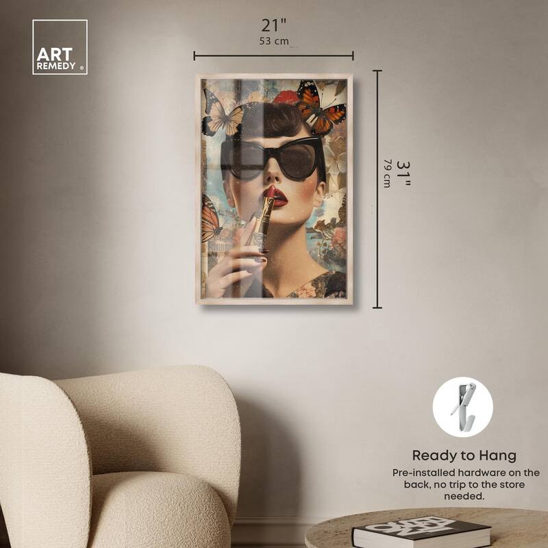Iconic Lady Butterfly Collage II Shadowbox by Art Remedy