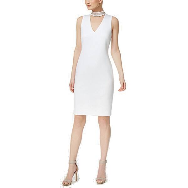 Download Shop Calvin Klein Studded Mock-Neck Sheath Dress, White ...