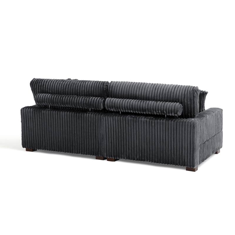 Plush Corduroy Modular Sectional Sofa Comfy Couch