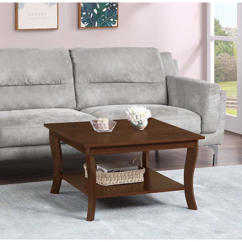 Convenience Concepts American Heritage Square Coffee Table with Shelf - Espresso