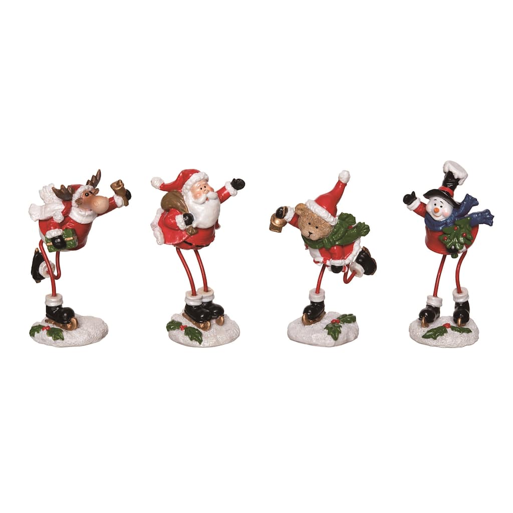 Transpac Resin Ice Skating Christmas Friends Figurine Set of 4 Christmas Home Decorations